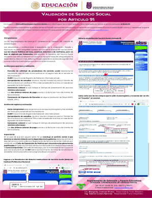 Servicio social por art. 91 (por ser trabajador)