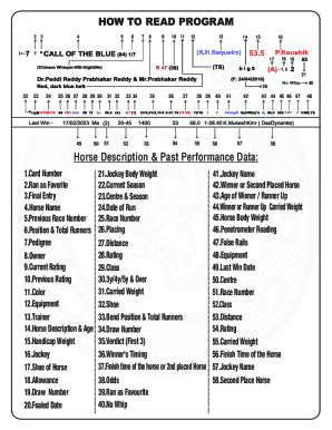 HOW TO READ PROGRAM Horse Description &amp; Past ...