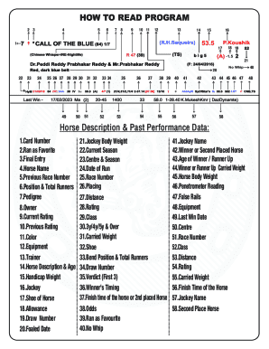 Horse Description & Past Performance Data: