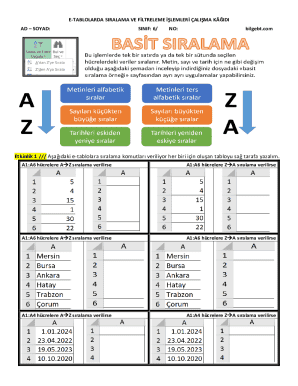 Etkinlik 1 /// Aadaki e-tablolara sralama komutlar ...