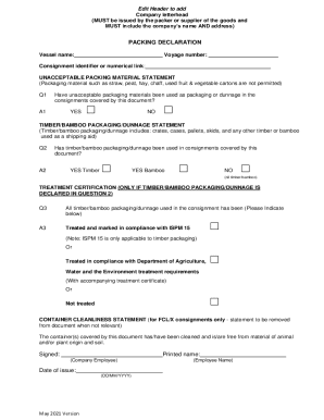 Packing Declaration FormFill Out and Use This PDF