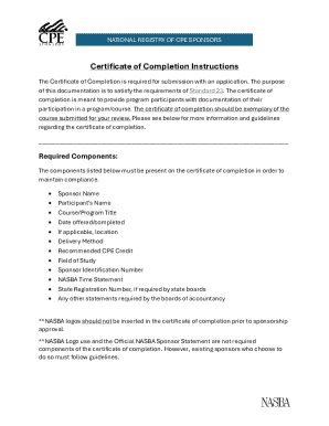 Certificate of Completion