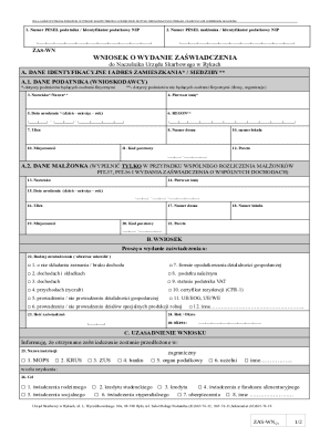 Polish Tax Certificate Application Form