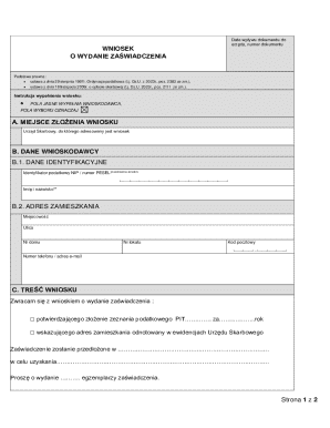 Polish Tax Certificate Application Form