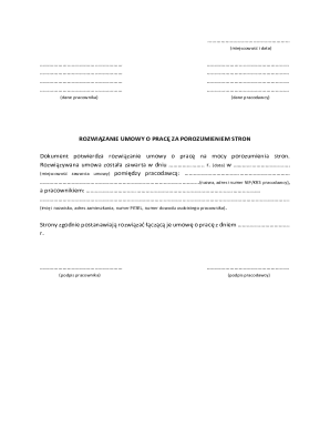 Poland Employment Contract Termination Agreement