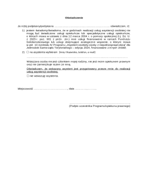 Personal Assistance Service Declaration