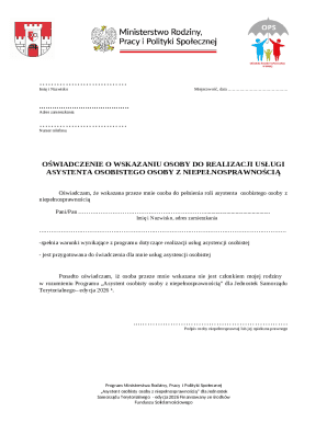 Personal Assistant Service Declaration