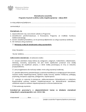 Oświadczenie uczestnika Programu Asystent osobisty osoby niepełnosprawnej