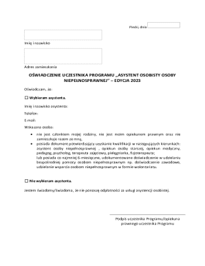 Personal Assistant Program Declaration