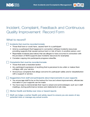 Incident Complaint Feedback Form