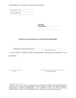 Polish Preschool Continuation Declaration