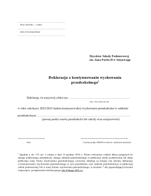 Polish Preschool Continuation Declaration