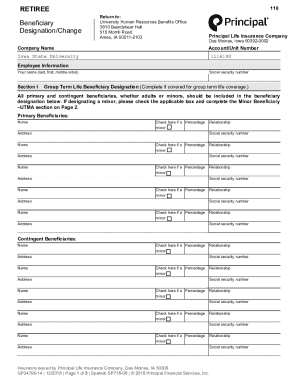 Retiree Beneficiary Designation Form