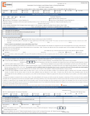 Subscription Form for Newly Issued Ordinary Shares to ... - EMC