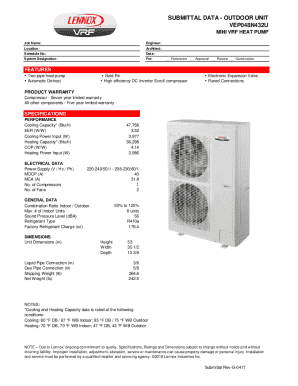 SUBMITTAL DATA - OUTDOOR UNIT VEP048N432U