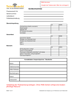 Device Checklist Form