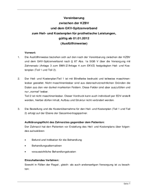 Heil- und Kostenplan for Prothetische Leistungen