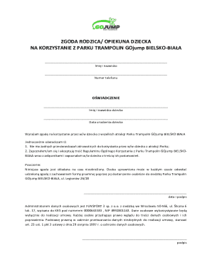 Parent Consent Form for GOjump Trampoline Park