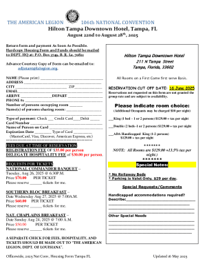 American Legion 106th National Convention Housing Form