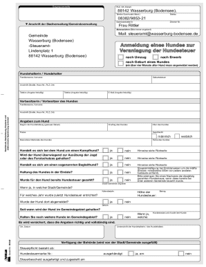 Hundesteuer Anmeldung Form