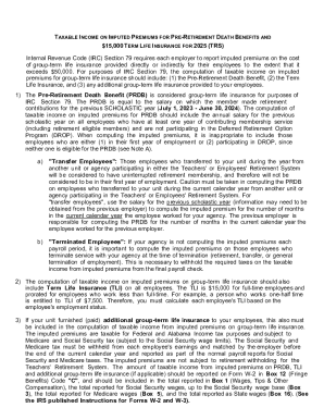 IRC Section 79 Taxable Income on Imputed Premiums for 2025