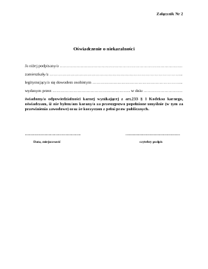 Oświadczenie o Niekaralności