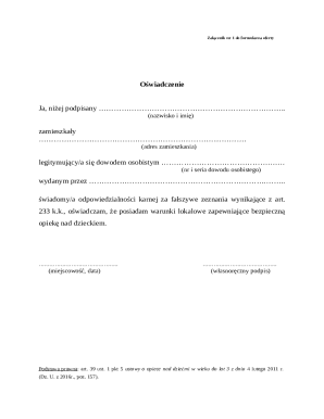 Child Care Declaration Form