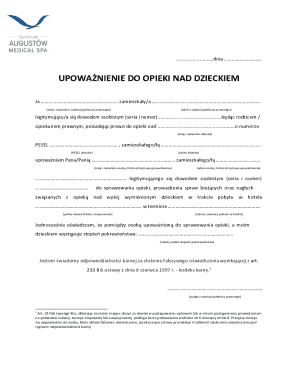Child Care Authorization Form