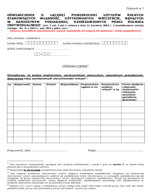 Oświadczenie o Łącznej Powierzchni Użytków Rolnych