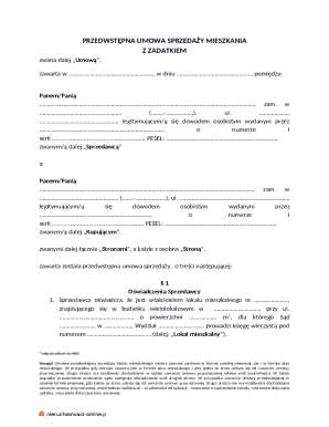 Polish Contract Example Polish Preliminary Real Estate Sale Agreement - Blank Fillable Template ...