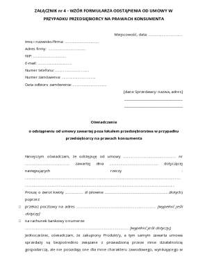 Polish Consumer Rights Withdrawal Form