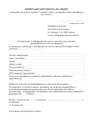 Formularz Odstąpienia Od Umowy