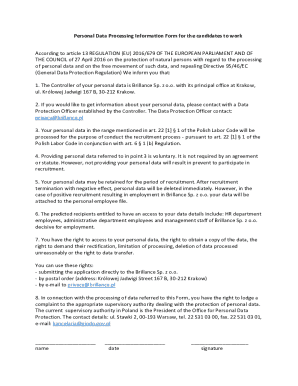 Personal Data Processing Information Form