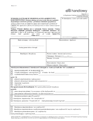 Irrevocable Documentary Letter of Credit Application