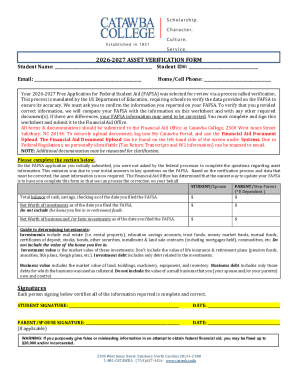 2026-2027 Asset Verification Form