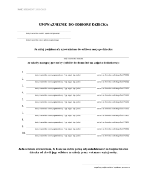 School Authorization Form 2019/2020