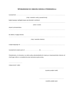 Child Pickup Authorization Form