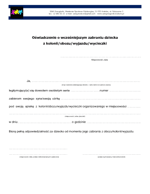 Child Early Pickup Declaration