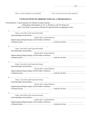 Child Pickup Authorization Form