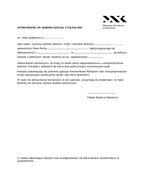 Child Pickup Authorization Form