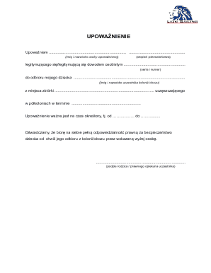 Child Pickup Authorization Form