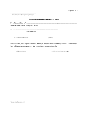 Authorization to Pick Up Child from School