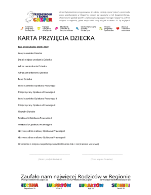 Child Acceptance Card