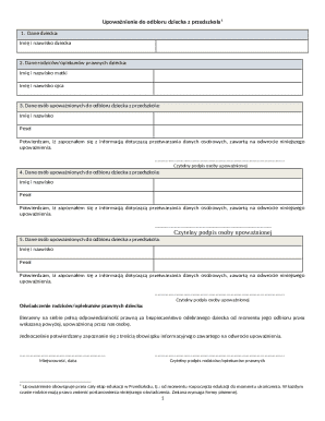 Child Pickup Authorization Form