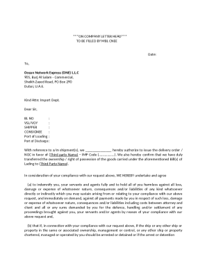 Shipping Authorization Letter