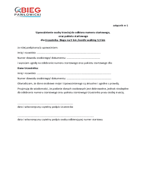 Race Start Number Authorization Form