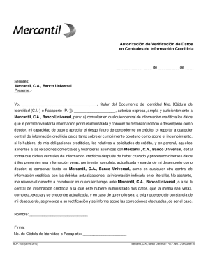 Authorization for credit data verification