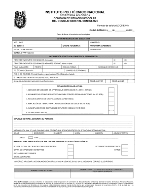 Cosie-01 academic situation request form