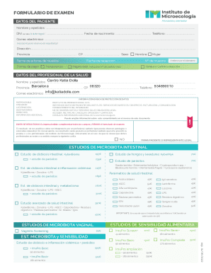 Patient medical test form