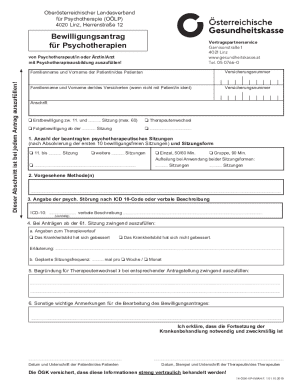 Bewilligungsantrag für Psychotherapien